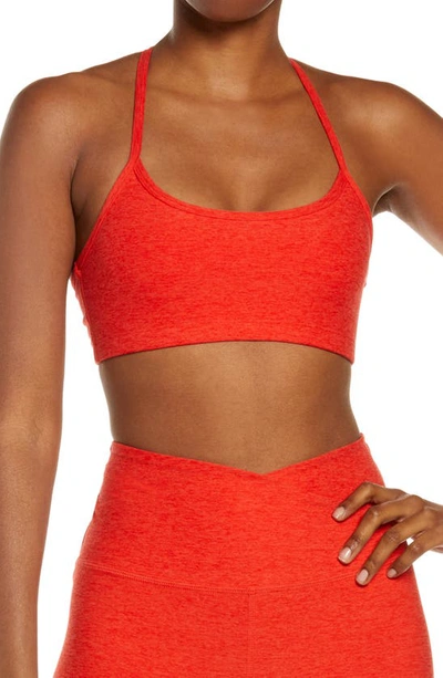 Beyond Yoga Space Dye Slim Racerback Sports Bra In Redflower-scarlet