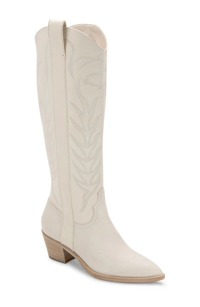 Dolce Vita Solei Western Boot In Off White Leather