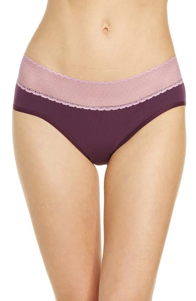 Bombas Lace Trim Hipster Panties In Eggplant