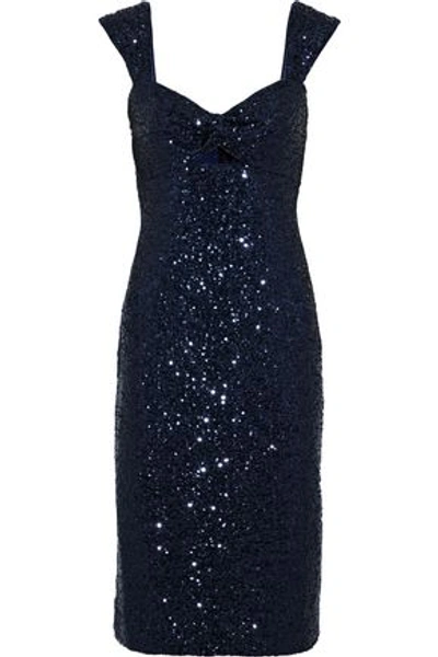 Milly Kim Sleeveless Sweetheart-neck Sequined Cocktail Dress In Navy