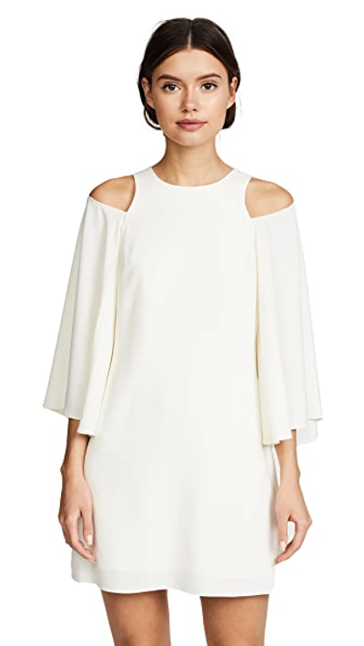 Halston Heritage Bell-sleeve Shift Cocktail Dress W/ Cutouts In Cream
