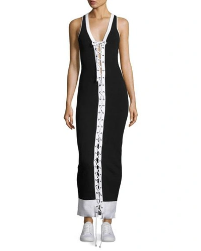 Fenty X Puma Ribbed Lace-up Maxi Dress, Black | ModeSens