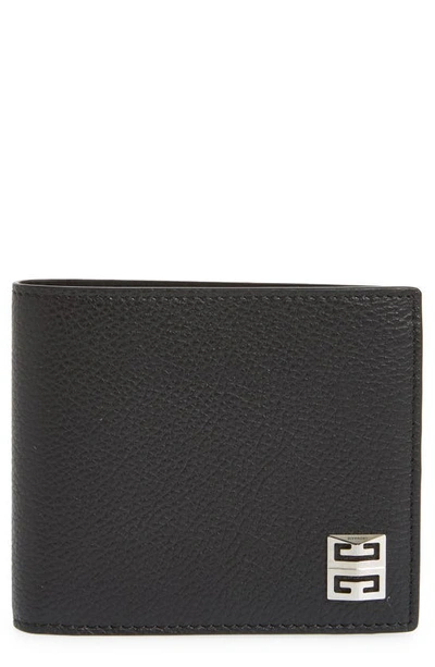 Givenchy 4g-plaque Grained-leather Bi-fold Wallet In Black