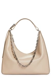 Givenchy Medium Moon Cutout Leather Hobo Bag In Dune