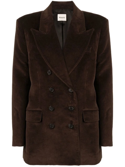Khaite Tanner Oversized Double-breasted Cotton-corduroy Blazer In Brown