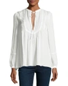 A.l.c Hari Bibbed Silk Blouse, Eggshell