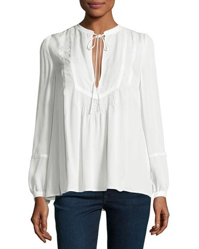 A.l.c Hari Bibbed Silk Blouse, Eggshell