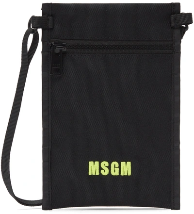 Msgm Black Canvas Messenger Bag In 99 Black