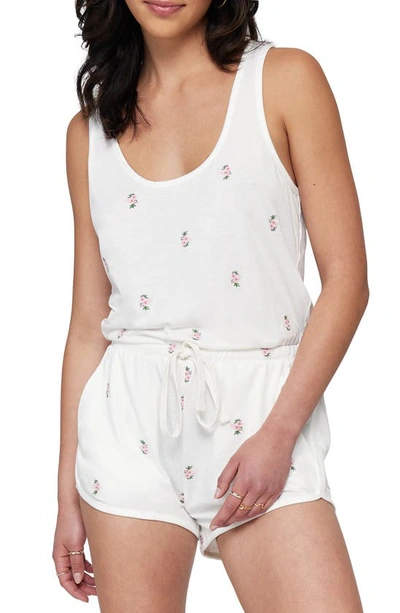 Spiritual Gangster Perfect Lounge Embroidered Romper In Rose Garden Print