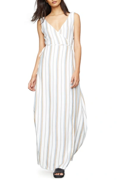 Onia Grace Sleeveless Striped Cotton Wrap Maxi Dress In White Multi