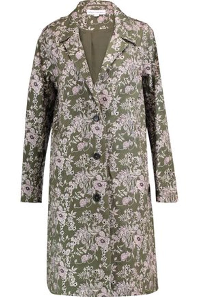 Robert Rodriguez Embroidered Linen-blend Coat In Army Green