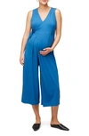 Nom Maternity Francesca Wide Leg Maternity/nursing Jumpsuit In Dusk Navy