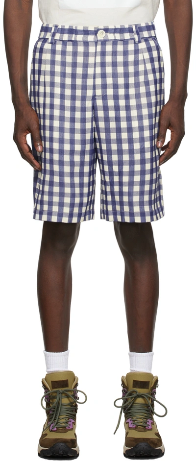 Jacquemus White & Navy 'le Short Gelati' Shorts In Multicolor