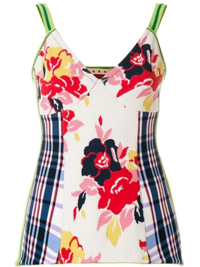 Marni Floral-jacquard V-neck Top