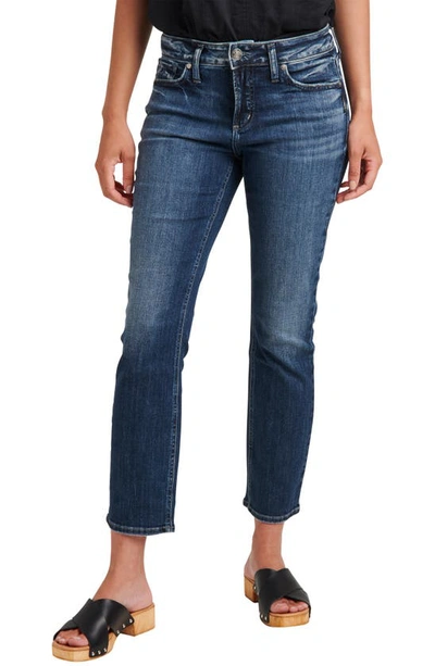 Silver Jeans Co. Elyse Distressed Ankle Straight Leg Jeans In Indigo