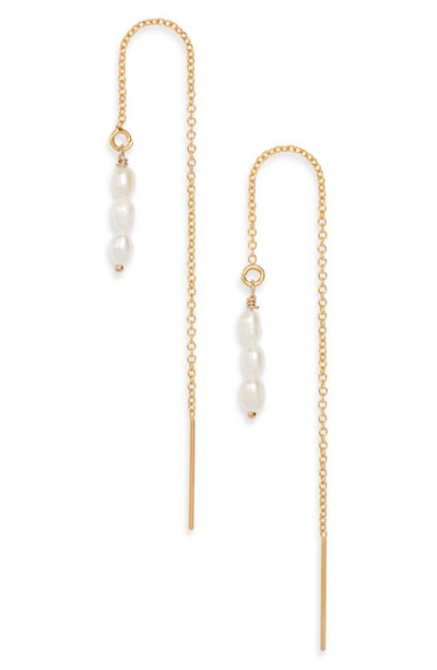 Set & Stones Jacy Genuine Pearl Threader Earrings In Gold