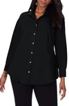 Foxcroft Cecilia Non-iron Button-up Tunic Shirt In Black