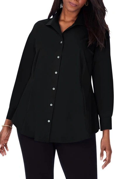 Foxcroft Cecilia Non-iron Button-up Tunic Shirt In Black