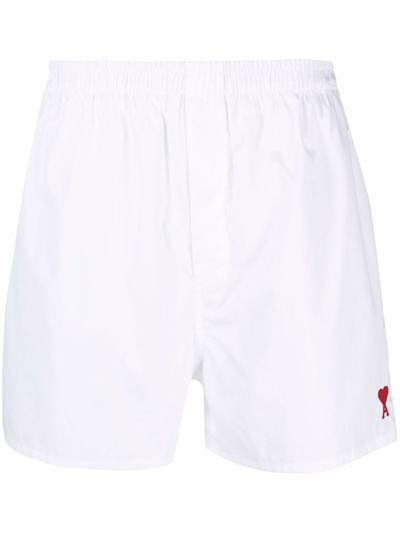 Ami Alexandre Mattiussi Ami Logo Embroidered Boxer Shorts In White