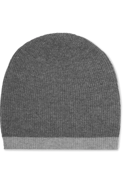 Duffy Woman Two-tone Wool And Cashmere-blend Beanie Dark Gray