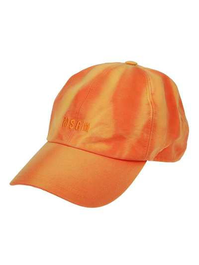 Msgm Logo刺绣棒球帽 In Orange