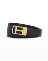 Tom Ford T Buckle Crocodile-embossed Belt In Black