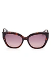 Max Mara 54mm Cat Eye Sunglasses In Shiny Red Havana / Bordeaux