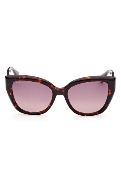 Max Mara 54mm Cat Eye Sunglasses In Shiny Red Havana / Bordeaux