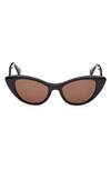 Max Mara 51mm Cat Eye Sunglasses In Shiny Black/brown