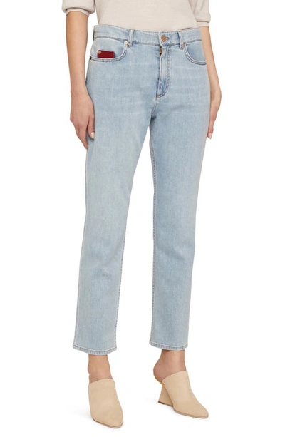 Agnona Straight Leg Stretch Denim Ankle Jeans In Sun Bleached