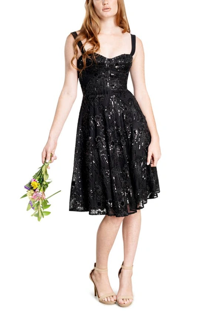 Dress The Population Women's Bridal Adelina Fit-and-flare Dress In Black