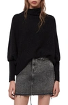 Allsaints Ridley Funnel Neck Wool & Cashmere Sweater In Cinder Black Marl