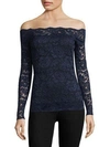 L Agence Heidi Off-the-shoulder Lace Top In Navy