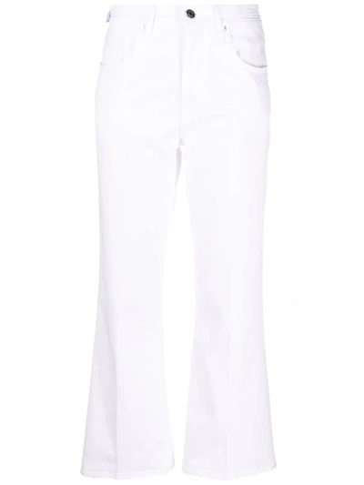 Jacob Cohen Victoria Flare Crop Denim Jeans In White