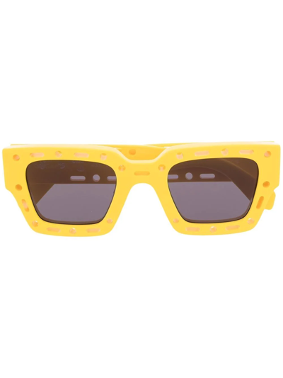 Off-white Mercer Cutout Square-frame Sunglasses In Yellow