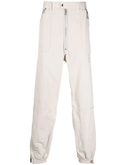 Miharayasuhiro Side Stripe-detail Straight-leg Trousers In Weiss