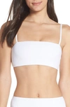 Something Navy Classic Ribbed Swim Bandeau Top In White