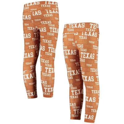 Zoozatz Kids' Girls Youth  Texas Orange/white Texas Longhorns Stacked Mascot Leggings In Texas Orange,white