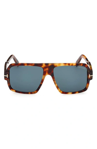Tom Ford Men's Camden Square T-logo Sunglasses In Brown