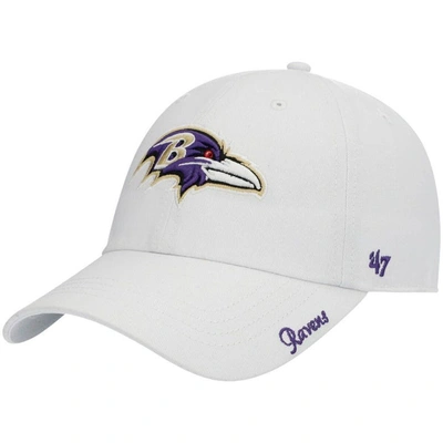 47 Brand '47 White Baltimore Ravens Miata Clean Up Logo Adjustable Hat