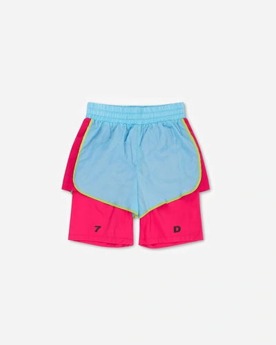 7 Days Active Althea Layered Nylon Shorts In Blue