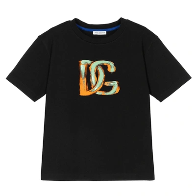 Dolce & Gabbana Kids' Boys Black Cotton Logo T-shirt