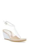 Anne Klein Ikari Womens Patent Flip-flop Wedge Sandals In White