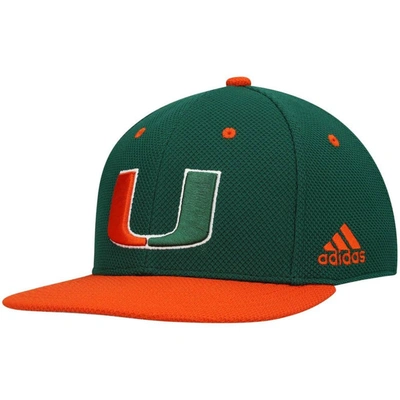 Adidas Originals Adidas Green Miami Hurricanes On-field Baseball Fitted Hat In Green,orange