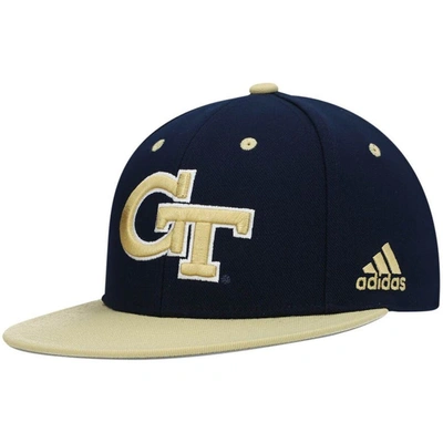 Adidas Originals Adidas Navy Georgia Tech Yellow Jackets On-field Baseball Fitted Hat In Navy,gold