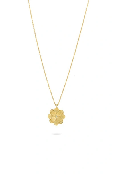 Marco Bicego Petali Medium Diamond Floral Pendant Necklace In Yellow Gold/ Diamond