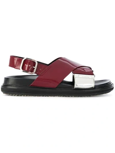 Marni Contrast Fussbett Sandals In Red