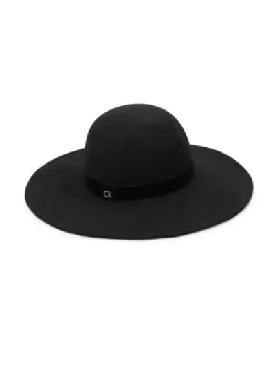 Calvin Klein Velvet Wool Sun Hat In Black
