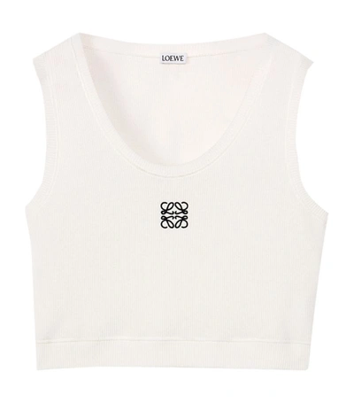Loewe Embroidered Cropped Tank Top In White
