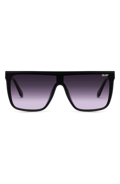Quay Nightfall 135mm Shield Sunglasses In Matte Black,coral
